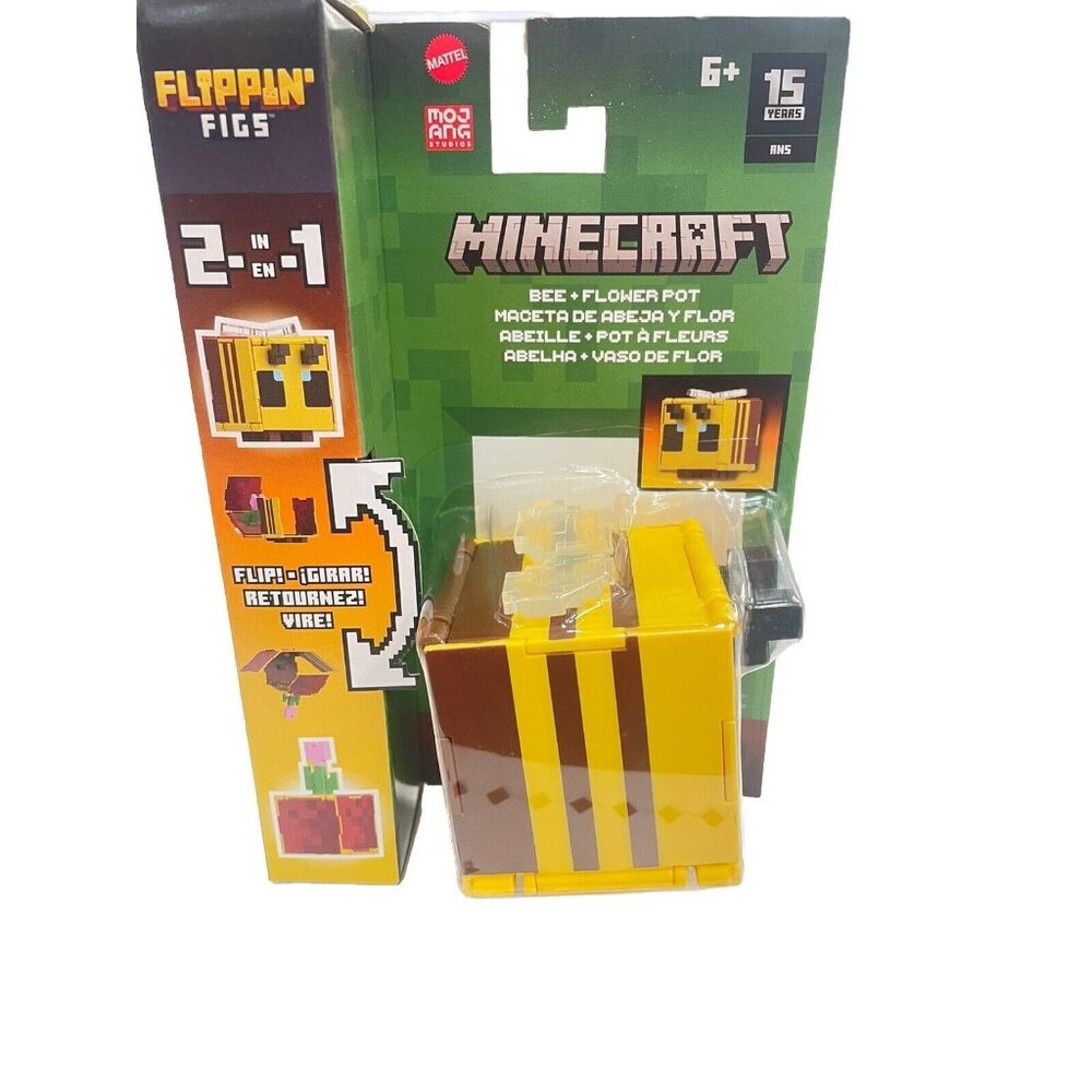 Minecraft Flippin’ Figs - BEE + FLOWER POT 2-in-1 Figure